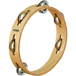 Brand new ⌛ Nino Nino Wood Tambourine 1 Row Natural 8 In. ????